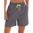 thumbnail image 1 of UKAP Mens Boardshorts Solid Color Swimsuit Drawstring Beach Pants Gym Casual Swim Shorts Gray L, 1 of 3