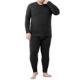 thumbnail image 2 of Men's Plus Size Autumn Winter Silk Wool Blend fleeced Lined Base Layer Set, Black, Size 5XL, 2 of 8