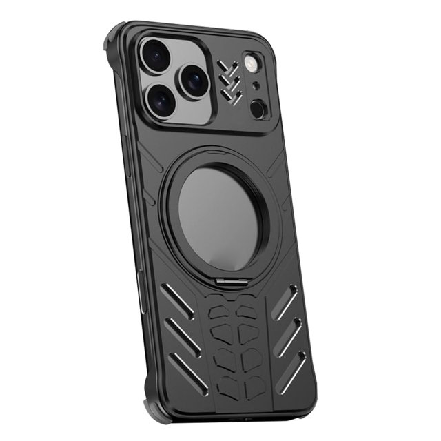 Metal Case For IPhone 17 Pro Max/17 Pro/17, Aluminum Alloy Case With Magnetic Rotating Ring Stand Heat Dissipation Shell