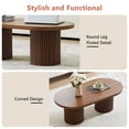 thumbnail image 4 of Wirrytor Oval Fluted Coffee Table, Farmhouse Wood Coffee Table Mid Century Modern Center Table Boho Living Room Tables for Living Room Office (Walnut), 4 of 7