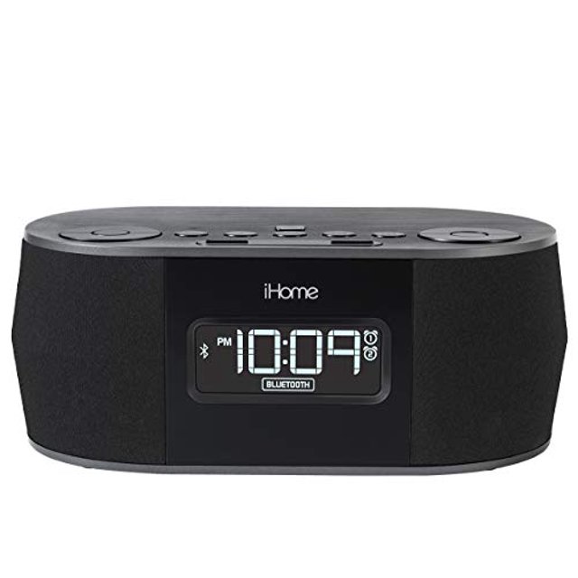 iHome iBT38G Radio Stéréo Bluetooth Double Réveil - avec Mélodie, Assistant Musical Alimenté par la Voix