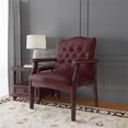 thumbnail image 3 of Pemberly Row Traditional Faux Leather Tufted Guest Chair in Oxblood, 3 of 8
