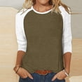 thumbnail image 2 of FNFYFH Chandails Raglan pour Femmes Chic Manches 3/4 T-Shirt de Baseball Tunique Col Ras du Cou T-Shirt à Blocs de Couleur Été Tendance Manches 3/4 Hauts Mignons Décontractés Coupe Ample Haut Respirant Prime Day Liquidation, 2 of 3