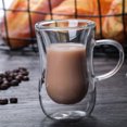 thumbnail image 2 of Glass Cup Double Wall Design Transparent Glass Coffee Mug for Restaurant, 2 of 7