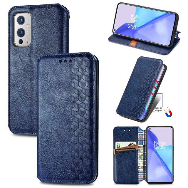 Étui pour OnePlus 9 à Rabat Portefeuille à Rabat Magnétique Protecteur - Bleu