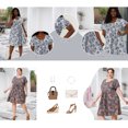 thumbnail image 3 of GRACE & GRANDEUR Robe Midi d'Été Plissée à Fleurs à Manches Courtes à Col Rond pour Femme Grande Taille4X Rose, 3 of 8