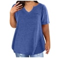 thumbnail image 1 of Jsaierl Women's Summer Solid Color Tops Plus Size Short Sleeve Notched V Neck Shirts Work Business Life Blouses, 1 of 6