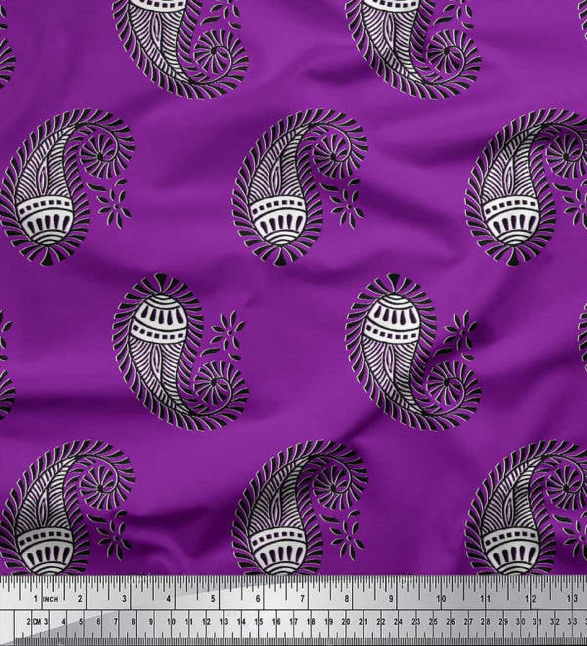 Soimoi Rayon Crepe Fabric Paisley Block Print Fabric by The Yard 46 Inch Wide