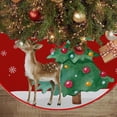 thumbnail image 2 of Yhmxh Jupe de Sapin de Noël 35 Pouces Rouge Housse Douce Flocon de Neige Ornements Ronds Décoration de Sapin de Noël Rétro pour Intérieur Extérieur, 2 of 6