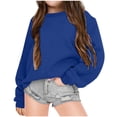 thumbnail image 2 of lcziwo Chandail pour Enfants à Col Rond, Chandail de Base Uni pour Enfants, Tunique Décontractée Oversize à Épaules Tombantes à Manches Longues, Mode Automne Hiver Sans Capuchon, Liquidation Bleu, 9 Ans, 2 of 4
