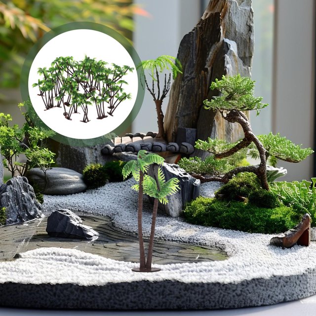 BEADCEST 36pcs Artificial Palm Tree Indoor Plastic Microlandscape Figurine for Friends Family