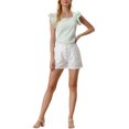 thumbnail image 2 of INSPIRE CHIC Women's Gingham Tops Square Neck Ruffle Cap Sleeves Summer Blouse L Green, 2 of 6