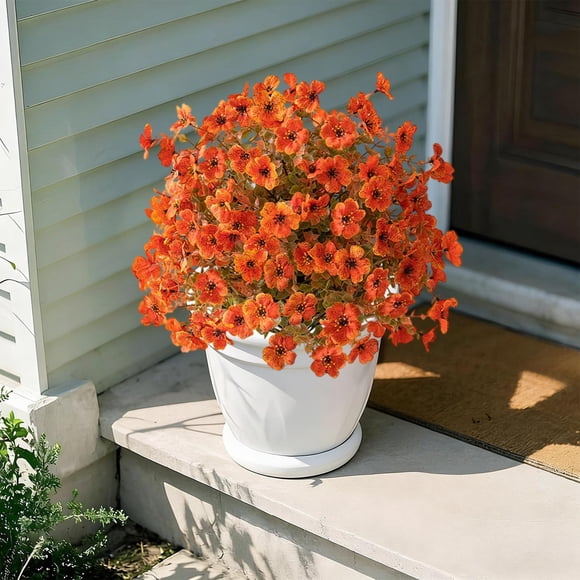 Weloille Artificial Violet Ground Insert Flower 1 Piece, Upgraded Anti Sink Round Base Fake Flower, UV Resistant Outdoor Decorative Plant, Suitable for Garden Yard Pathway Patio Decoration