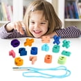 thumbnail image 1 of Bowayaoa Wooden Stringing Beads Building Blocks Set, Natural Wood DIY Lacing Threading Educational Puzzle Toy, Motor Skill Learning Gift, 1 of 5