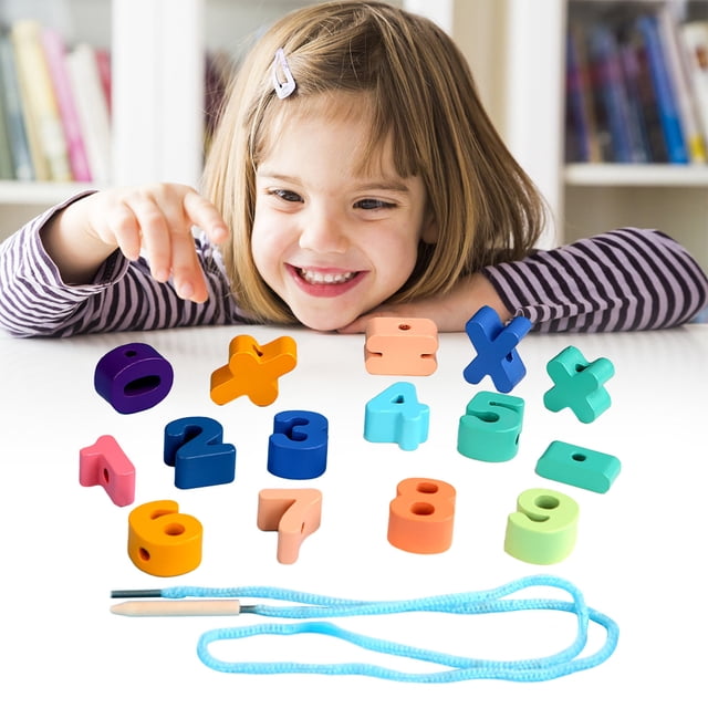 Bowayaoa Wooden Stringing Beads Building Blocks Set, Natural Wood DIY Lacing Threading Educational Puzzle Toy, Motor Skill Learning Gift