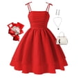thumbnail image 2 of Robes d'Été 2025 s Couleur Unie pour Robe Longue avec Nœud Robe pour s Douce Sans Manches pour Enfants, 2 of 3