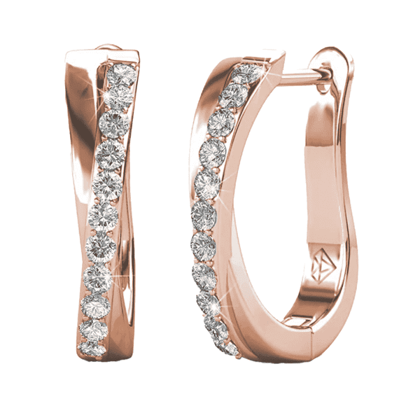 Cate & Chloe Amaya 18k Rose Gold Plated 16mm Hoop Earrings with Swarovski Crystals Gift for Women