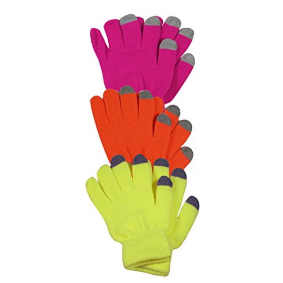 Peach Couture Gants d'Hiver Lumineux Néon pour Textos pour iPhone iPad Android Tout Écran Tactile Lot de 3
