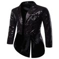 thumbnail image 3 of Men‘s Suit Shiny Sequins Turn-Down Collar Prom Swallow-Tailed Tuxedo, 3 of 5
