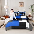 thumbnail image 4 of Erosebridal Modern Abstract Bedding Full Comforter Set, Square Geometric Bedding Sets Full with Comforter, Black Blue Reversible Down Comforter, Microfiber Room Decoration, 3-Piece, 4 of 8