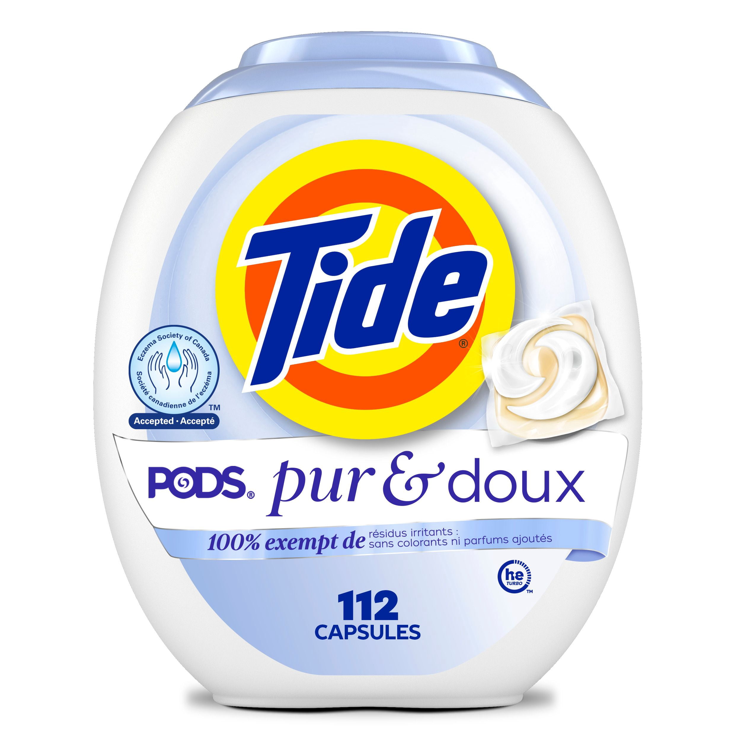Capsules de détergent à lessive Tide Pur et doux, non parfumées, 112 unités