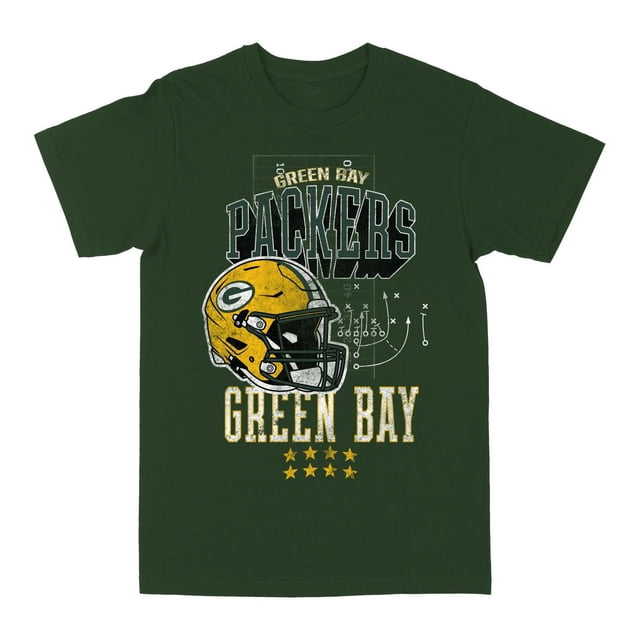 NFL Green Bay Packers Men's Helmet Field Graphic Tee, Forest Green
