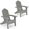 thumbnail image 1 of Gymax Lot de 2 Chaises Adirondack Pliantes pour Patio, Résistantes aux Intempéries, avec Porte-Gobelet, Cour, Gris, 1 of 8