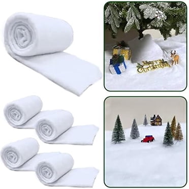 4 Pack 10 Ft x 15 Inch Christmas Snow Blanket Roll Christmas Decorations Village Displays Soft Artificial Fake Snow Cover for Snowy Winter Decor Xmas Tree Home Indoor Holiday