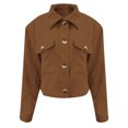 thumbnail image 4 of Timegard Button down Shirts for Women Cropped Long Sleeve Jackets Fall Solid Color Casual Loose Tops, 4 of 7