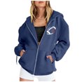 thumbnail image 4 of WEAIXIMIUNG Chandail en Molleton pour Femmes Graphique Mode Rugby Imprimé Fermeture Éclair Manches Longues Poche Cordon Décontracté Sport Chandail à Capuchon (5), 4 of 6