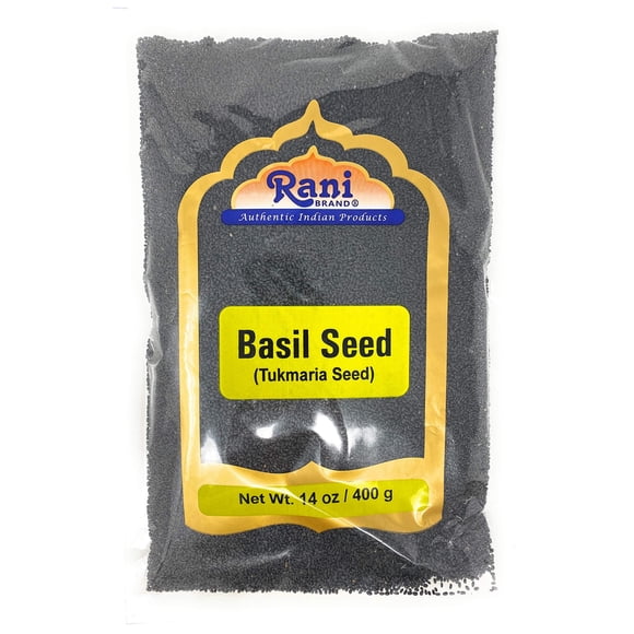 Rani Tukmaria (Natural Holy Basil Seeds) 14oz (400g) Used for Falooda / Sabja Dessert, Spice & Ayurveda Herbal ~ Gluten Friendly | NON-GMO | Vegan | Indian Origin