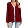 thumbnail image 3 of CFLVAEK Cardigan Sweaters for Women Ribbed Knit Button Down Loose Fitted Long Sleeve Cardigans Fall Trendy Cardigan Sweater Wine S, 3 of 6