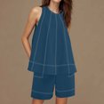 thumbnail image 4 of Womens Two Piece Lounge Set Summer Vacation Outfits Patchwork Sleeveless Tank Top and Shorts Sets with Pockets, 4 of 8