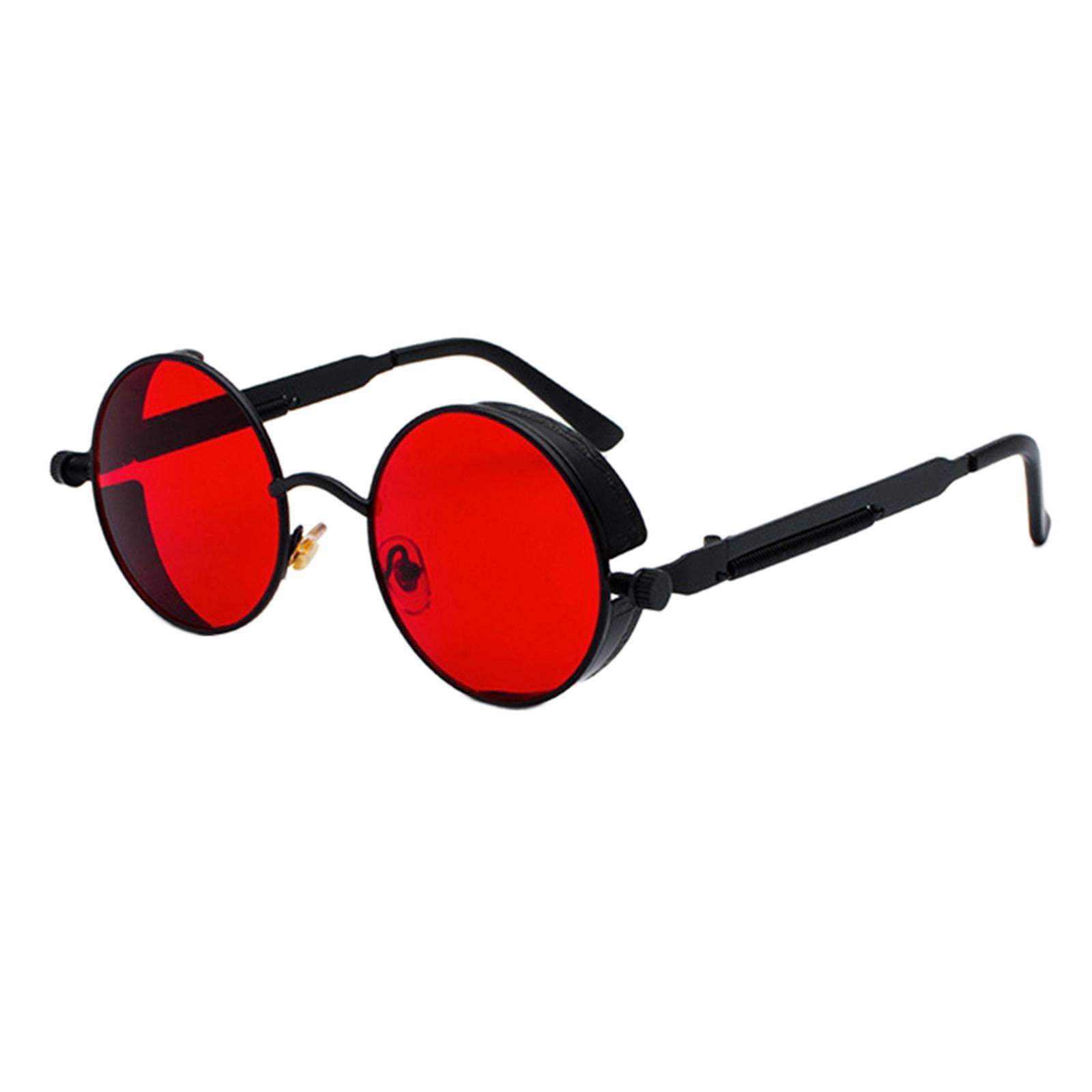 lionlar Circle Round Sunglasses Men Women Goggles Round Lens Protection Black Red