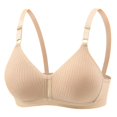 thumbnail image 1 of Birdeem Bras for Women Women Solid No-Wire Threaded Gathered Back Button Underwear Bra, 1 of 1