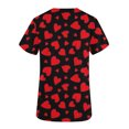 thumbnail image 3 of TIMIFIS Haut de Sarrau Rouge Femme Imprimé Manches Courtes Col en V Hauts Uniforme de Travail Imprimé de la Saint-Valentin avec Poche Blouse avec Poches-Rouge - Printemps, 3 of 3