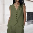 thumbnail image 1 of Gilet Boutonné pour Femmes Confortable Ajusté ChicJacket (Vert Armée TP), 1 of 8