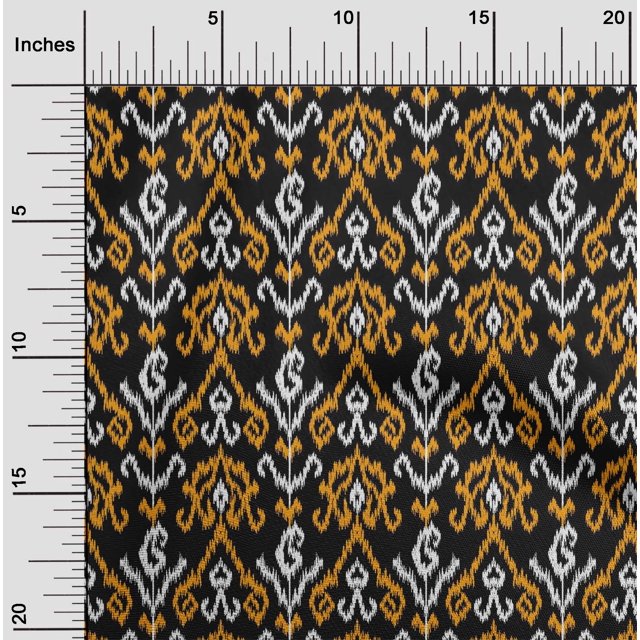 oneOone Tissu Popeline de Coton Rayé & Paisley Imprimé Ikat au Mètre 42 Pouces de Large