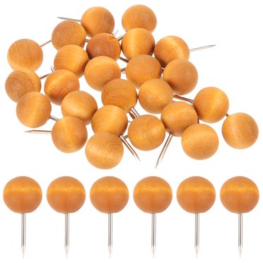 100pcs Decorative Wooden Push Pin Wood Round Head Drawing Pin Photos Boards Pushpin
