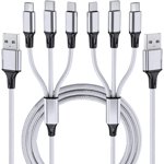 Multi Charging Cable, 2 Pack Multi Phone Charger Cable Braided Universal 3 in 1 Charging Cord Extra Long Multiple USB Cable with USB C, Micro USB Port Connectors for Cell Phones and More