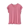 thumbnail image 1 of BLVB Plus Size Pajama Tops for Women Loose Fit V Neck Short Sleeve Soft Modal Sleep Shirts Loungewear, 1 of 6