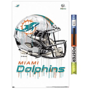 NFL Miami Dolphins - Drip Helmet 20 Wall Poster with Magnetic Frame, 22.375" x 34"