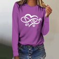 thumbnail image 2 of Pisexur Hauts pour Femmes Mode d'Automne T-Shirt à Imprimé Graphique Cœur Col Rond Manches Longues Chemises pour Femmes Chic Décontracté Hauts de Sortie Confort Polyvalent Blouses Légères, 2 of 5