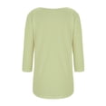 thumbnail image 3 of TACILIP Hauts à Manches 3/4 pour Femmes, Blouses à Boutons à Col Ras du Cou, T-Shirts Basiques, T-Shirts Décontractés d'Automne, T-Shirts Amples de Travail, Tenues de Printemps, Cadeaux pour Femmes, 3 of 4
