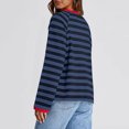 thumbnail image 5 of Hauts pour Femmes à Rayures Col Ras du Cou Manches Longues T-Shirts à Blocs de Couleur Automne Décontracté Ample Confortable Blouse, 5 of 5