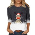 thumbnail image 1 of Women's Round Neck Three Quarter Sleeve Christmas Printed Top, 1 of 1