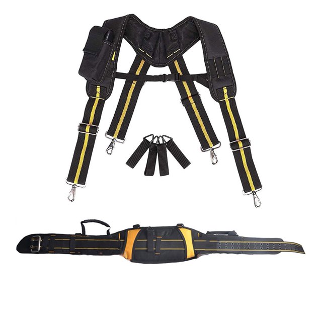 Ceinture à Outils Bretelles Pochette Sac Ensemble de Poche à Ongles Support Lombaire Réglable Sac Multifonction pour Outils de Charpentier Électricien, Réglable