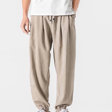 Meichang Men's Jogger Sweatpants Athletic Lounge Pants Drawstring Elastic Waist Summer Beach Pants Big and Tall Wide Leg Casual Sports Pants Trousers for Men with Pockets Khaki M
