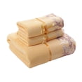 thumbnail image 1 of Yhmxh Bedding Colour Lace Side 3 Piece Soft Absorbent Embroidered Gift Towel Bath Towel Skin-friendly Throw Blanket Machine Washable Microfiber Bed Sheet Set, 1 of 6
