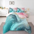 thumbnail image 2 of Marble Quilt For Girls Adults Stone Pattern Bedding Set Marbling Fluid Texture Comforter Set Queen Size Watercolor Abstract Art Bedding Comforter Sets,Blue And Pink, 2 of 7